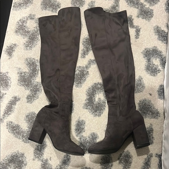 Brown Over the Knee Boots with Chunky Heel - Picture 1 of 6